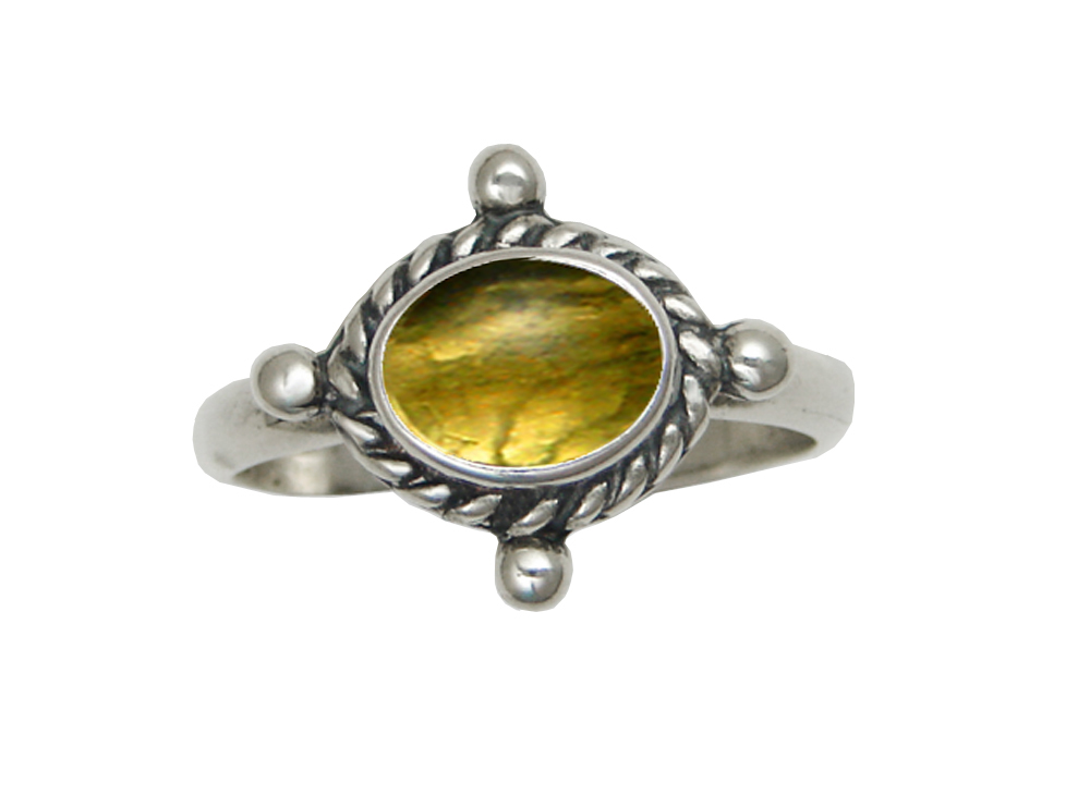 Sterling Silver Gemstone Ring With Citrine Size 11